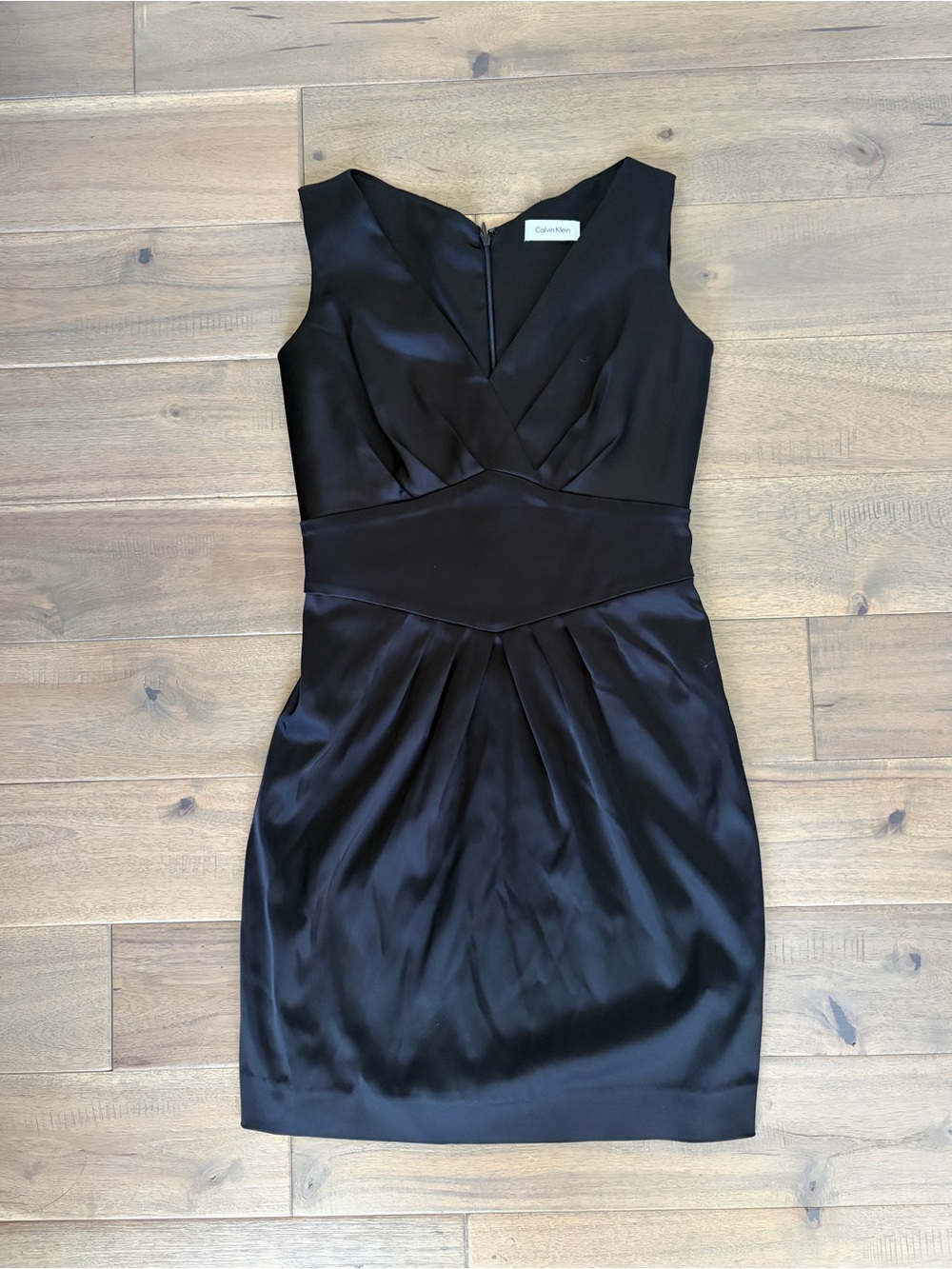 Calvin Klein sleeveless black satin cocktail dress size 6